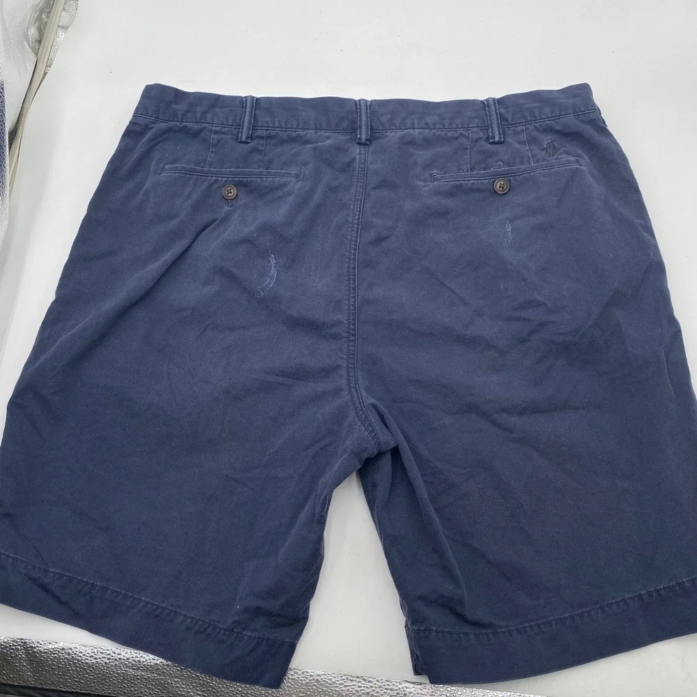 Polo Ralph Lauren Stretch Classic Fit Chino Shorts Mens 38 Navy Blue Distressed